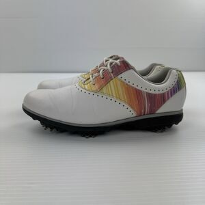 FootJoy Womens Golf Shoes Size 9M White Multi Stripe Saddle Softspikes
